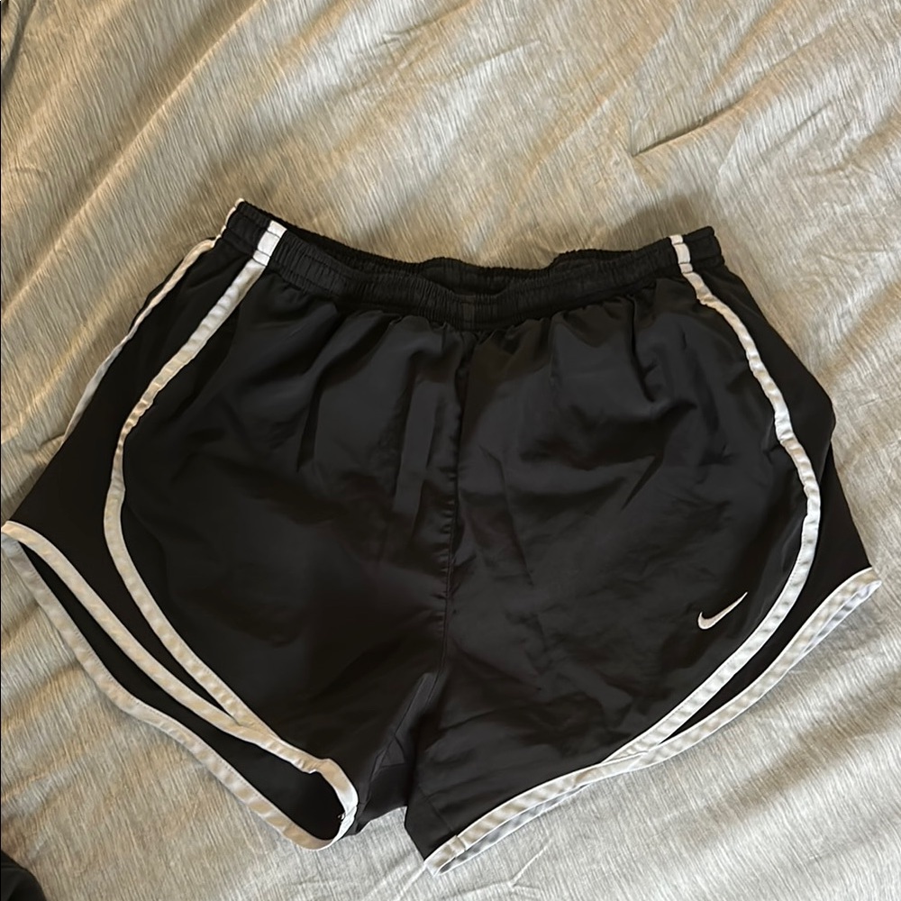 Nike Women's Black and White Athletic Shorts